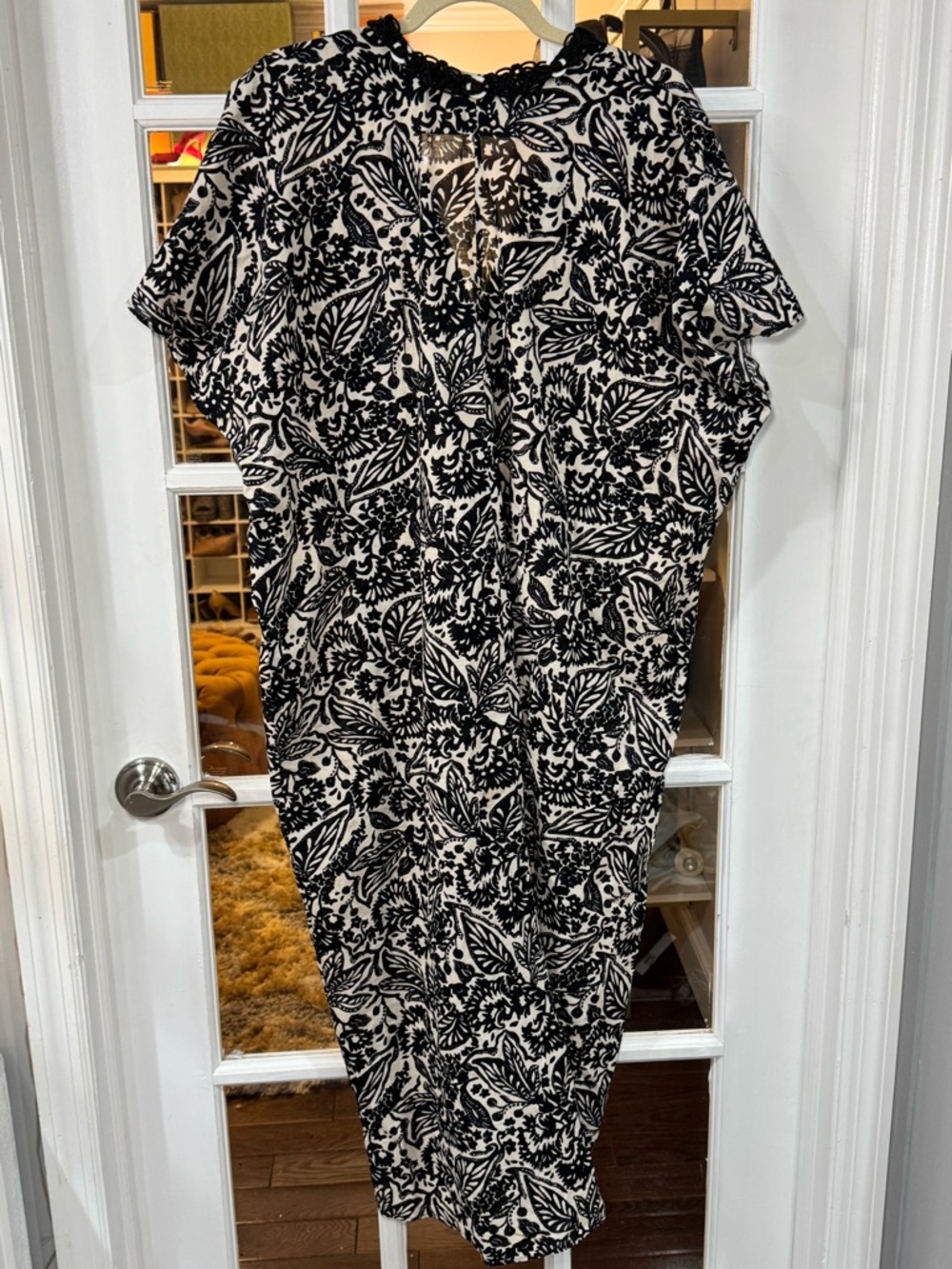 🤍▪️ Zara black/cream oversized, printed tunic dress with macramé and beading ▪️🤍 - Picture 8 of 8